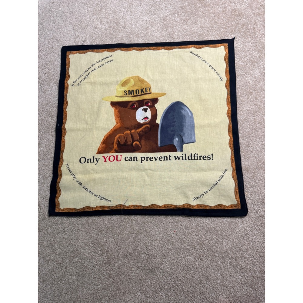 Smokey Bear Bandana Unisex OS Tan Excellent Vintage Only You Prevent Wildfires